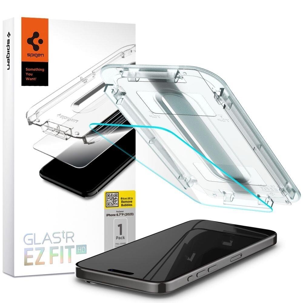 Apsauginis stiklas Spigen GLAS.TR EZ FIT IPHONE 15 PRO MAX CLEAR Apsauginis stiklas Spigen GLAS.TR EZ FIT IPHONE 15 PRO MAX CLEAR