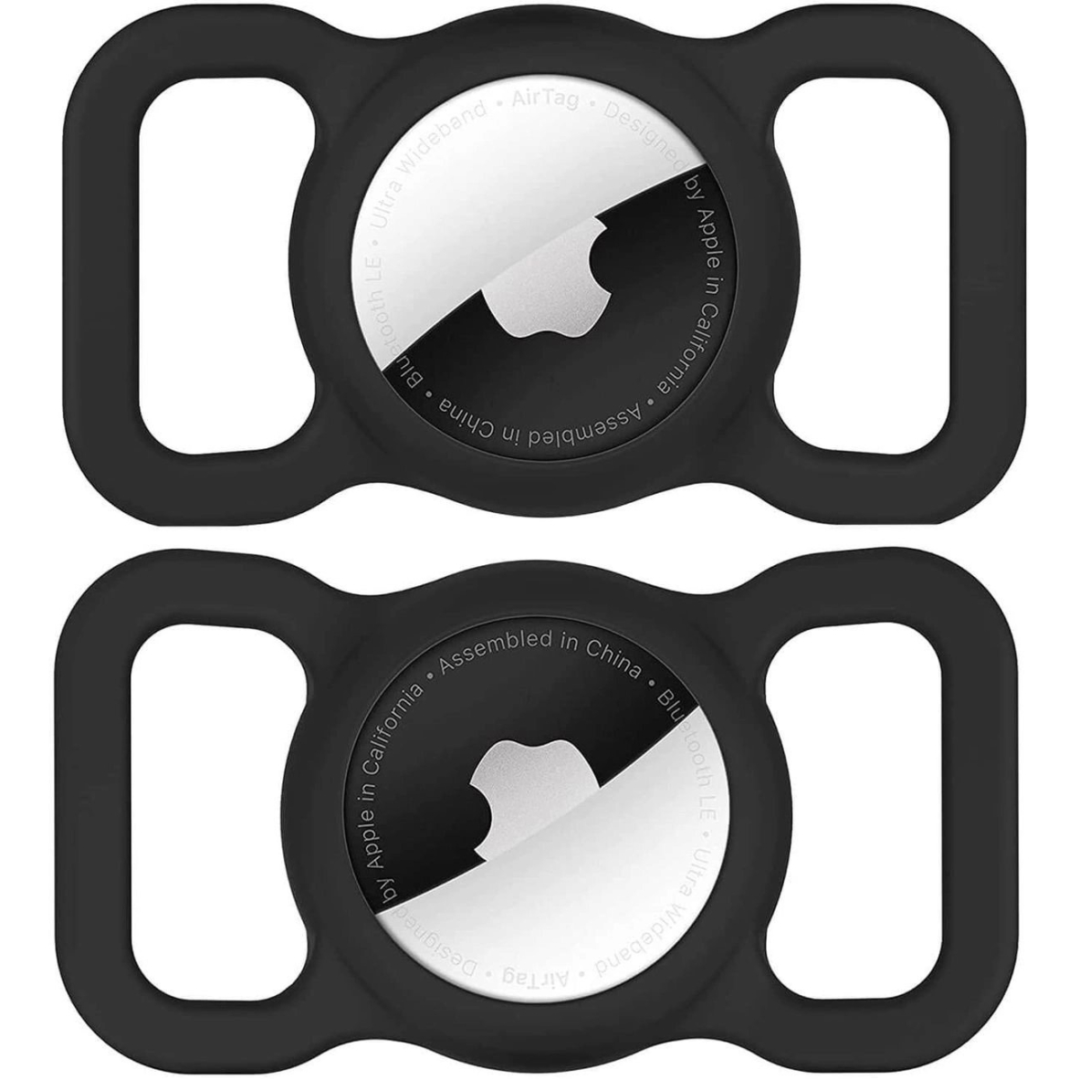 Apple AirTag silikoninis dėklas ant šuns ar katės antkaklio - juodas