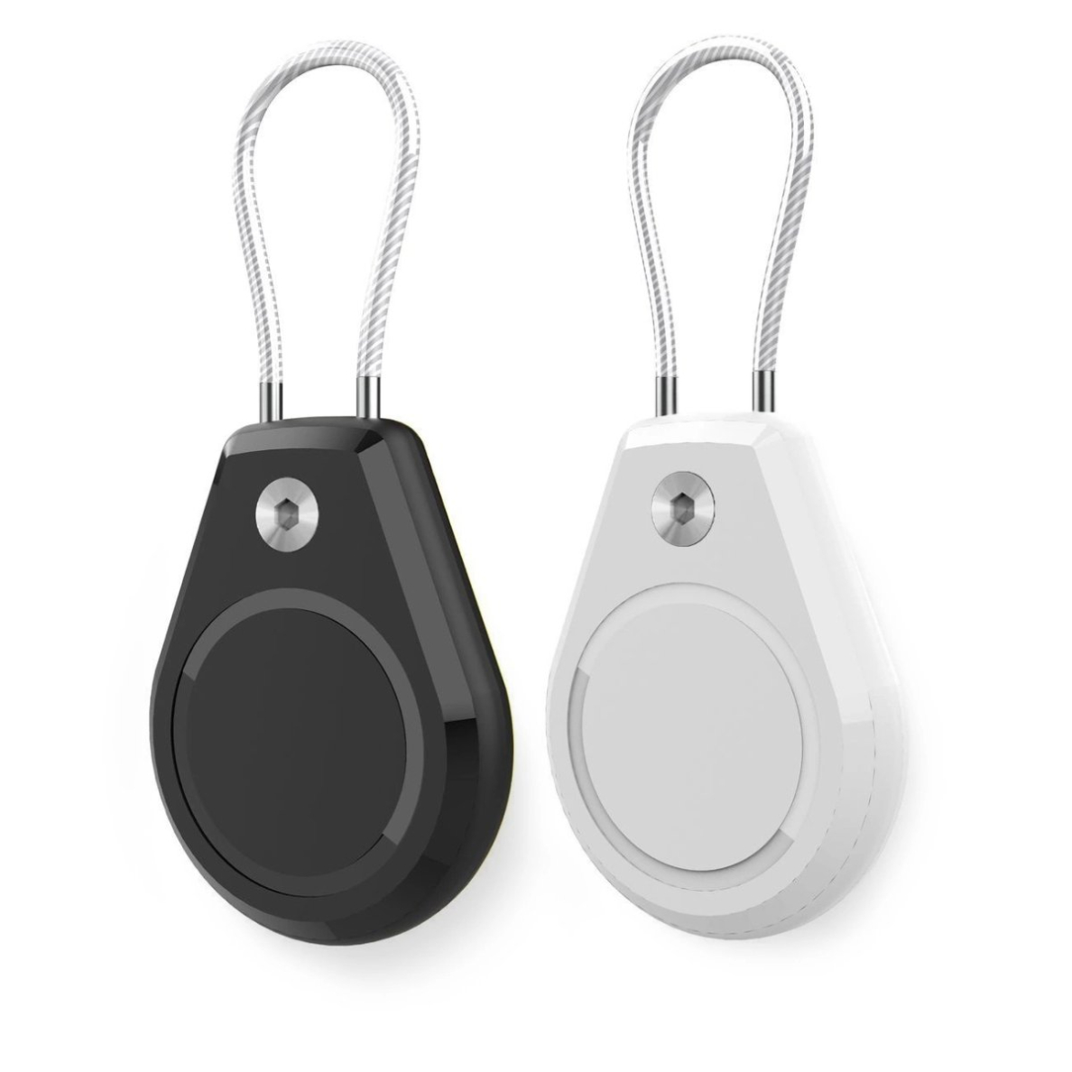 Apple AirTag atsparus vandeniui dėklas su plienine virvele - juodas + baltas (2 vnt.) Apple AirTag atsparus vandeniui dėklas su plienine virvele - juodas + baltas (2 vnt.)