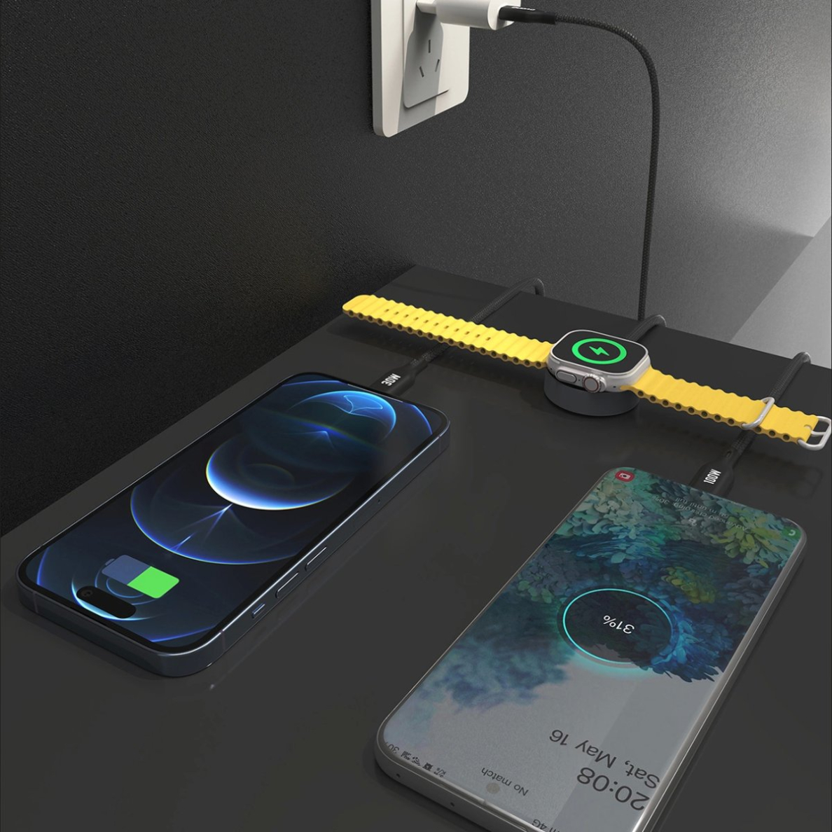 Apple Watch Dudao A12Max+ PD 100W 3in1 įkrovimo kabelis: USB-C – Lightning 1.2 m – juodas 6