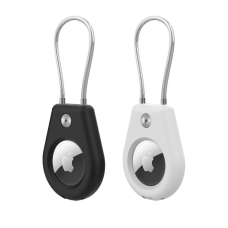 Apple AirTag dėklas su plienine virvele - juodas + baltas (2 vnt.)