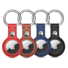Apple AirTag PU odos dėklas - juodas, rudas, raudonas, mėlynas (4 vnt.)