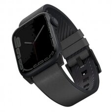 Apyrankė UNIQ pasek Straden Apple Watch Series 4/5/6/7/8/9/SE/SE2/Ultra 42/44/45mm. Leather Hybrid Strap Juodas