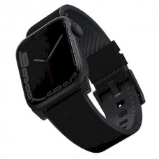 Apyrankė UNIQ pasek Straden Apple Watch Series 4/5/6/7/8/9/SE/SE2/Ultra 42/44/45mm. Leather Hybrid Strap  Juodas