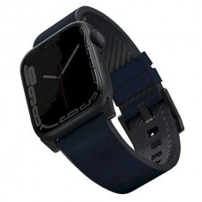 Apyrankė UNIQ pasek Straden Apple Watch Series 4/5/6/7/8/9/SE/SE2/Ultra 42/44/45mm. Leather Hybrid Strap /Mėlynas