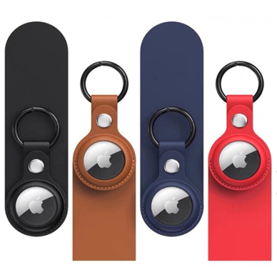 Apple AirTag PU odos dėklas - juodas, rudas, raudonas, mėlynas (4 vnt.) 1
