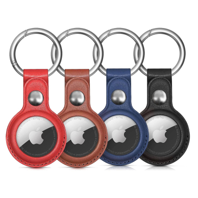 Apple AirTag PU odos dėklas - juodas, rudas, raudonas, mėlynas (4 vnt.)
