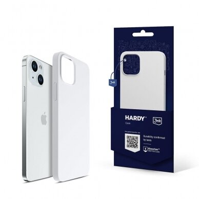 Apple iPhone 15 - 3mk Hardy Silicone MagCase Silver-Baltas Apple iPhone 15 - 3mk Hardy Silicone MagCase Silver-Baltas