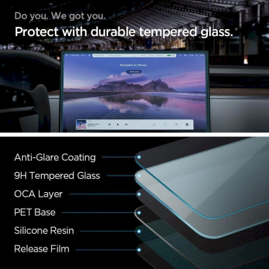 Apsauginis stiklas Spigen GLAS.TR EZ FIT TESLA MODEL X 2022 / MODEL S 2021 – juodas 10