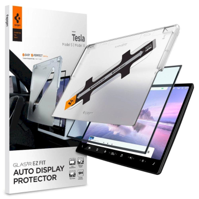 Apsauginis stiklas Spigen GLAS.TR EZ FIT TESLA MODEL X 2022 / MODEL S 2021 – juodas 1
