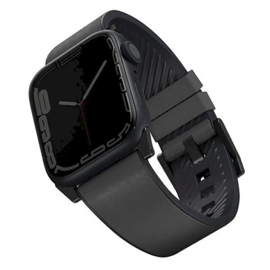 Apyrankė UNIQ pasek Straden Apple Watch Series 4/5/6/7/8/9/SE/SE2/Ultra 42/44/45mm. Leather Hybrid Strap Juodas Apyrankė UNIQ pasek Straden Apple Watch Series 4/5/6/7/8/9/SE/SE2/Ultra 42/44/45mm. Leather Hybrid Strap Juodas