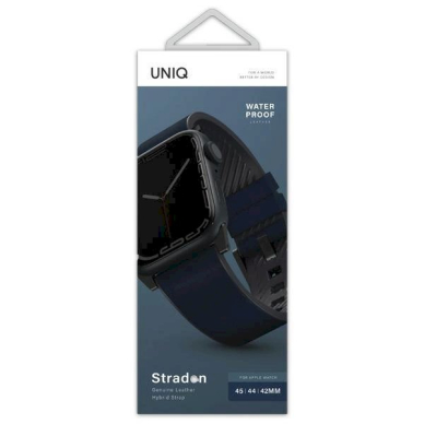 Apyrankė UNIQ pasek Straden Apple Watch Series 4/5/6/7/8/9/SE/SE2/Ultra 42/44/45mm. Leather Hybrid Strap /Mėlynas 2 Apyrankė UNIQ pasek Straden Apple Watch Series 4/5/6/7/8/9/SE/SE2/Ultra 42/44/45mm. Leather Hybrid Strap /Mėlynas 2