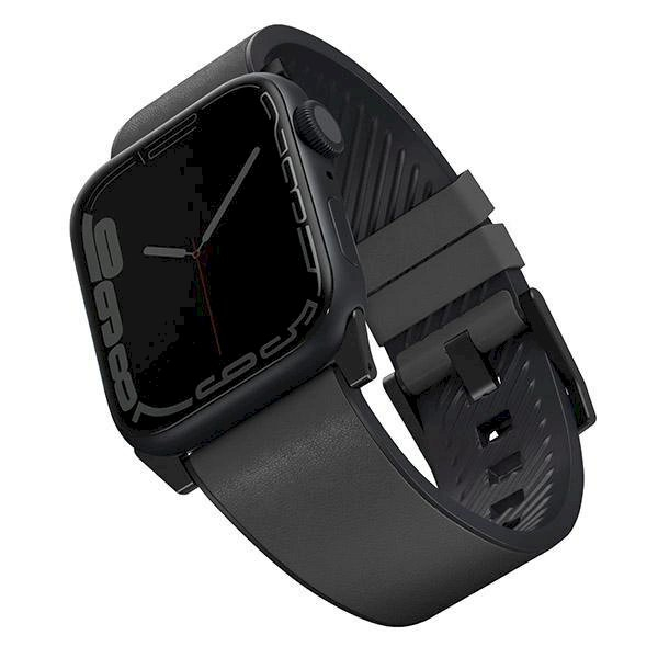 Apyrankė UNIQ pasek Straden Apple Watch Series 4/5/6/7/8/9/SE/SE2/Ultra 42/44/45mm. Leather Hybrid Strap Juodas Apyrankė UNIQ pasek Straden Apple Watch Series 4/5/6/7/8/9/SE/SE2/Ultra 42/44/45mm. Leather Hybrid Strap Juodas