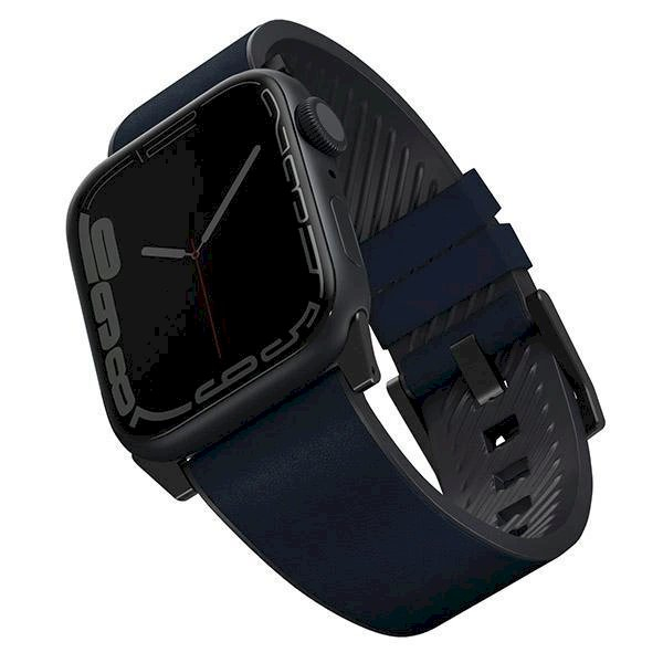 Apyrankė UNIQ pasek Straden Apple Watch Series 4/5/6/7/8/9/SE/SE2/Ultra 42/44/45mm. Leather Hybrid Strap /Mėlynas Apyrankė UNIQ pasek Straden Apple Watch Series 4/5/6/7/8/9/SE/SE2/Ultra 42/44/45mm. Leather Hybrid Strap /Mėlynas