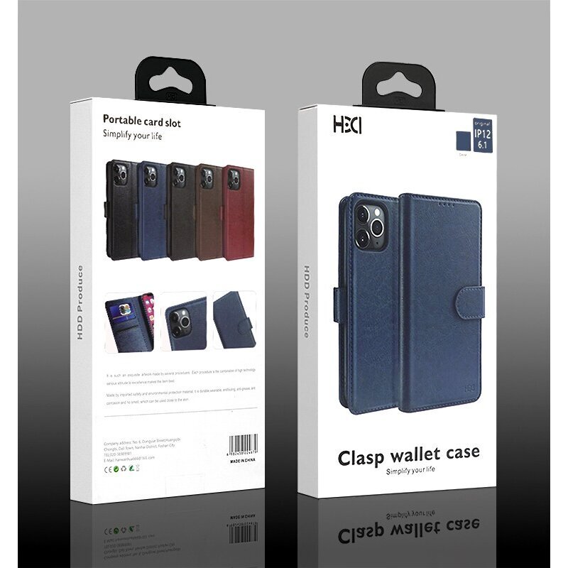 Apple iPhone 12/12 Pro atverčiamas dėklas HDD Clasp Wallet Prestige mėlynas 4
