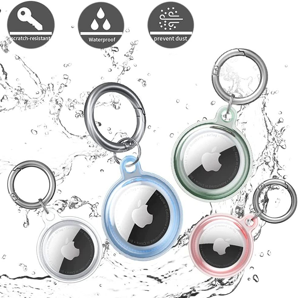 Apple AirTag atsparus vandeniui dėklas - permatomas, žalias, mėlynas, rožinis (4 vnt.) 5