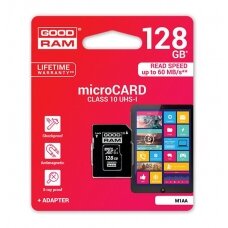 Atminties korta Goodram microSD 128Gb (class 10) + SD adapteris