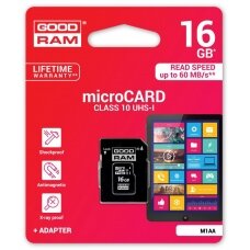 Atminties korta Goodram microSD 16Gb (class 10) + SD adapter  XPRW82