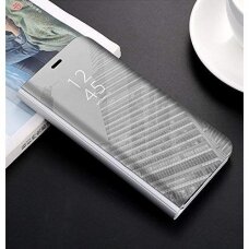 Atverčiamas Plastikinis Dėklas Permatomu-Veidrodiniu Viršeliu "Sview" Samsung Galaxy S20 Ultra Sidabrinis