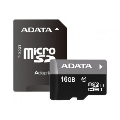 Atminties korta ADATA microSD 16GB (UHS-I Class 10) + SD adapter