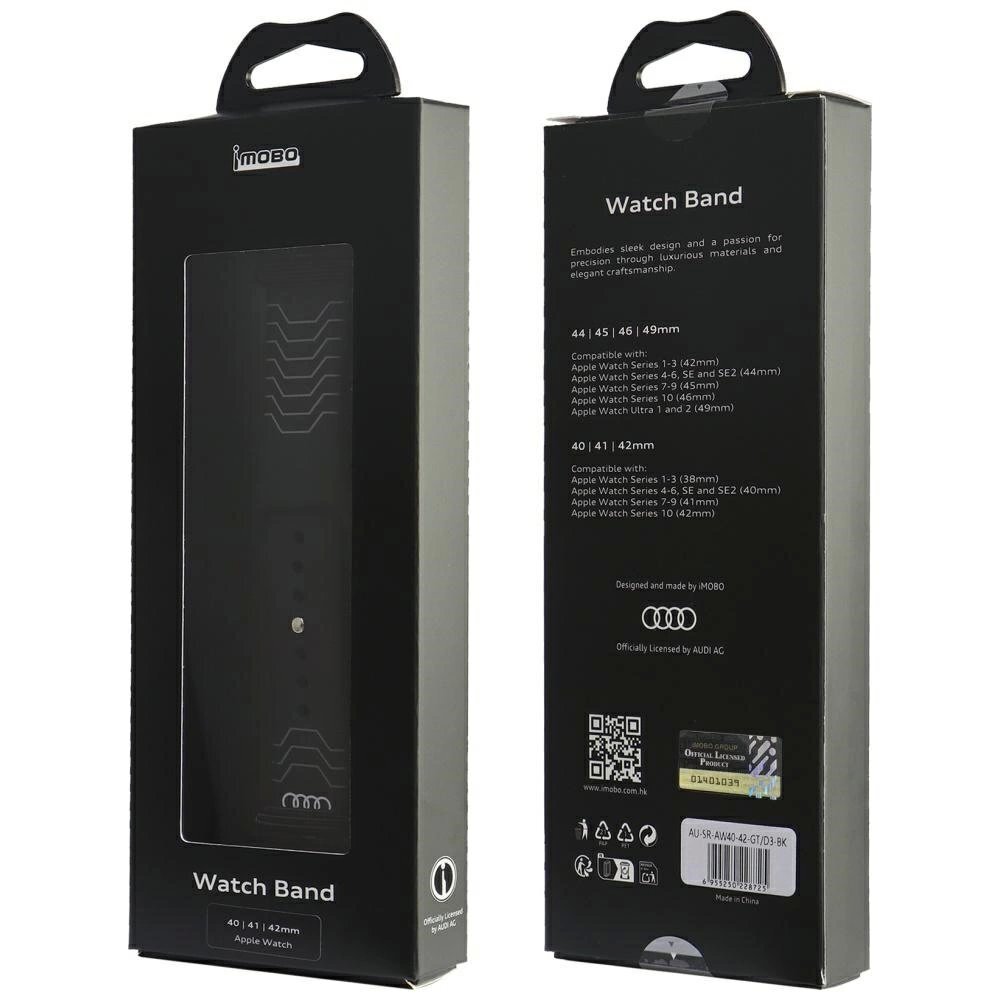 Apple Watch 40 / 41 / 42 mm Audi geometrinio rašto silikoninis dirželis – juodas 3 Apple Watch 40 / 41 / 42 mm Audi geometrinio rašto silikoninis dirželis – juodas 3