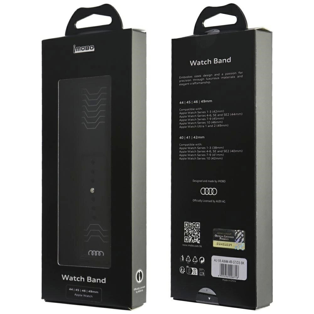 Apple Watch 44 / 45 / 46 / 49 mm Audi geometrinio rašto silikoninis dirželis – juodas 3 Apple Watch 44 / 45 / 46 / 49 mm Audi geometrinio rašto silikoninis dirželis – juodas 3
