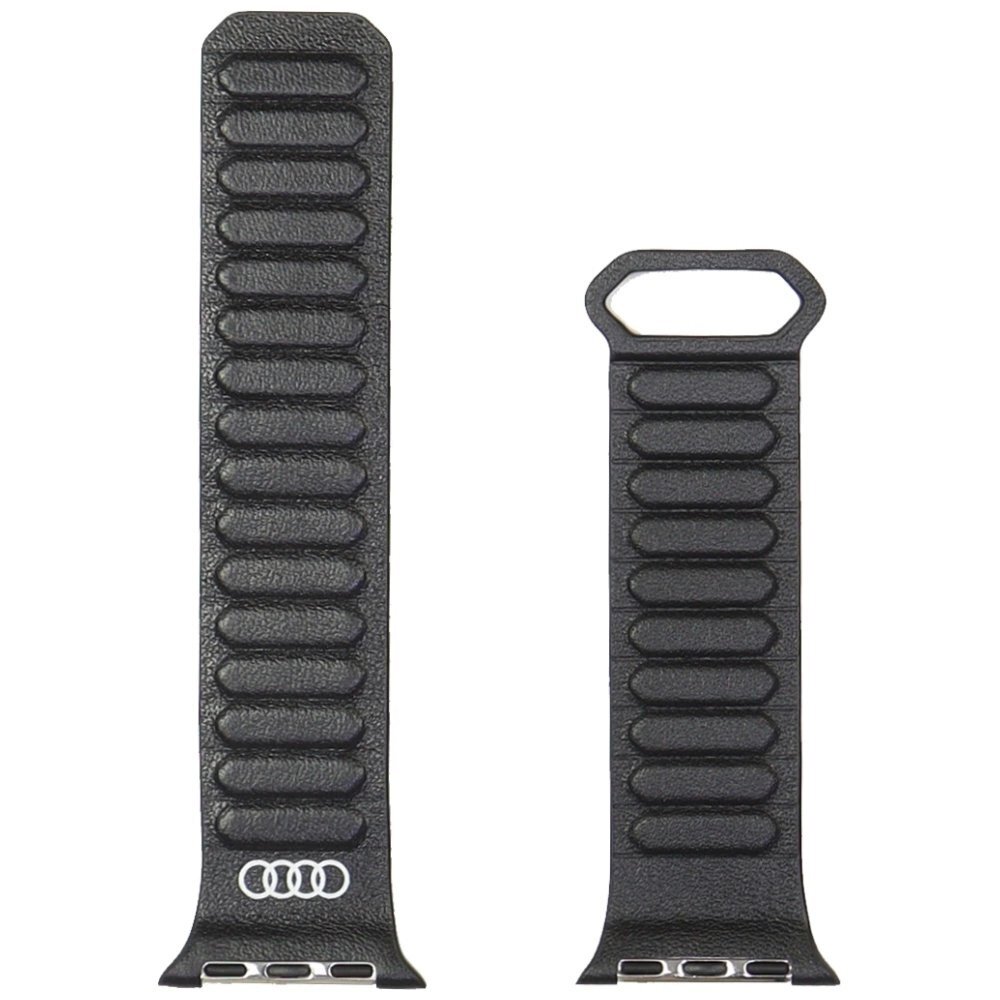 Apple Watch 40 / 41 / 42 mm Audi logotipuotas natūralios odos magnetinis dirželis – juodas 2 Apple Watch 40 / 41 / 42 mm Audi logotipuotas natūralios odos magnetinis dirželis – juodas 2
