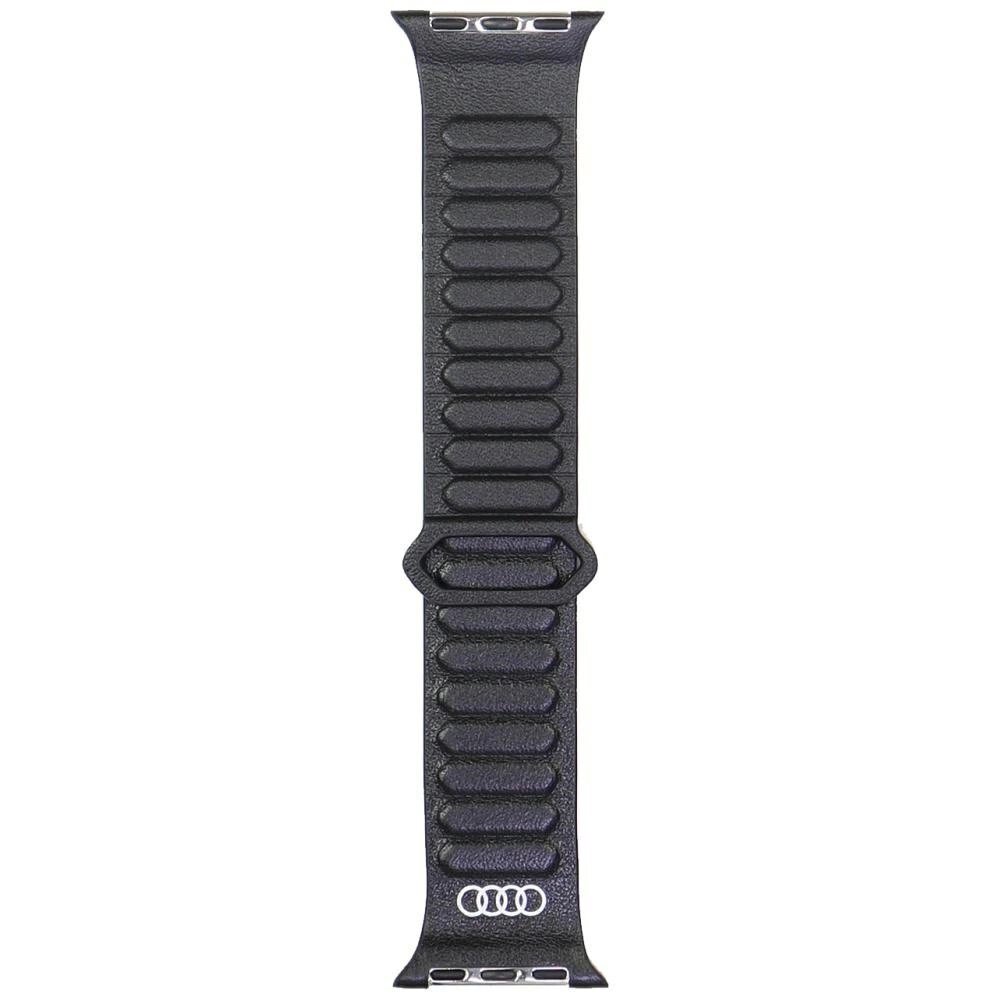 Apple Watch 40 / 41 / 42 mm Audi logotipuotas natūralios odos magnetinis dirželis – juodas Apple Watch 40 / 41 / 42 mm Audi logotipuotas natūralios odos magnetinis dirželis – juodas