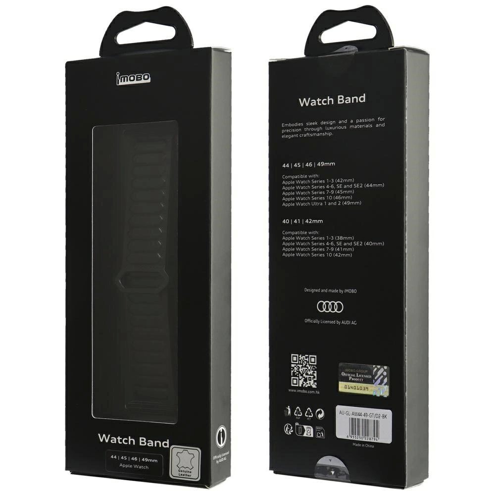 Apple Watch 44 / 45 / 46 / 49 mm Audi logotipuotas natūralios odos magnetinis dirželis – juodas 3 Apple Watch 44 / 45 / 46 / 49 mm Audi logotipuotas natūralios odos magnetinis dirželis – juodas 3
