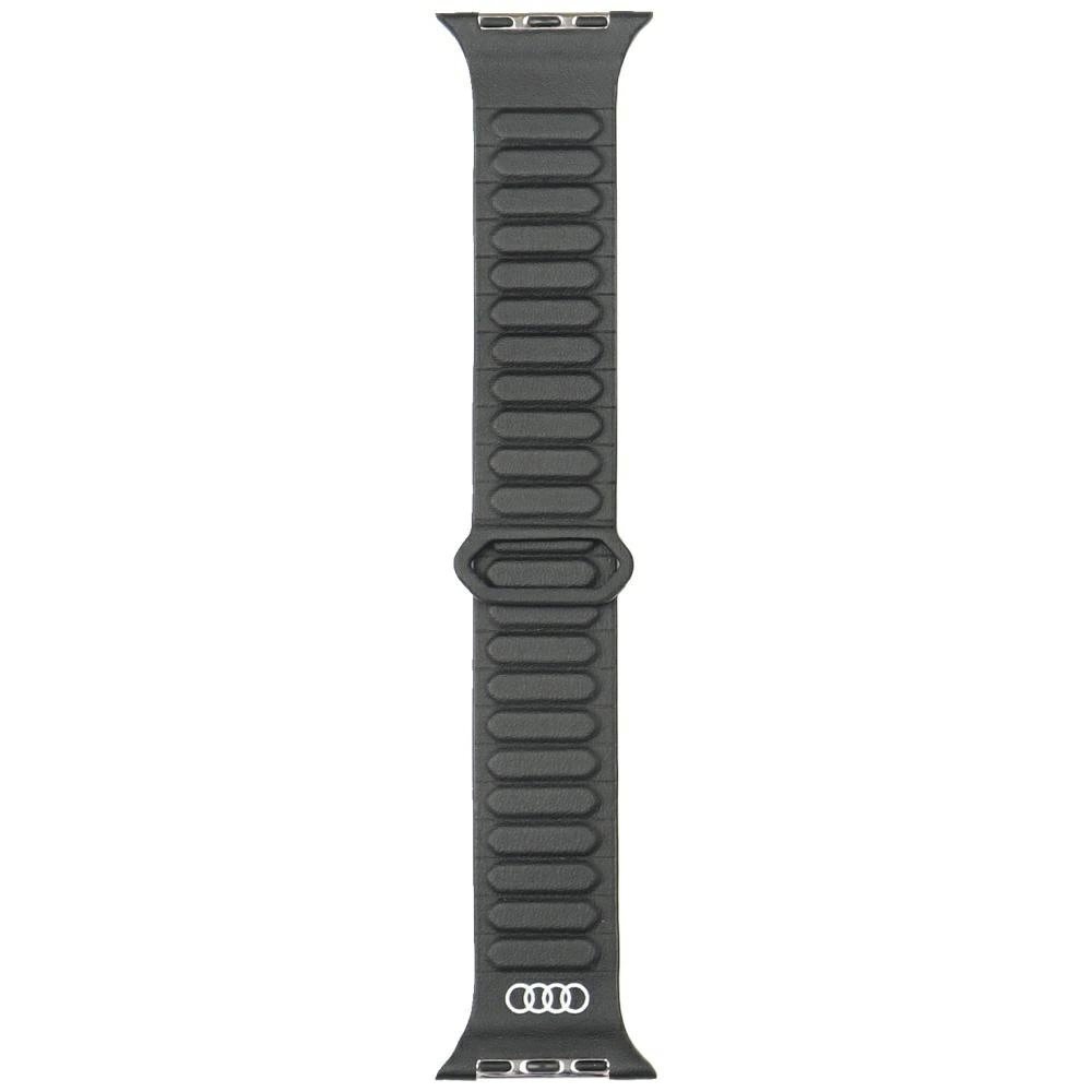 Apple Watch 44 / 45 / 46 / 49 mm Audi logotipuotas dirbtinės odos magnetinis dirželis – juodas Apple Watch 44 / 45 / 46 / 49 mm Audi logotipuotas dirbtinės odos magnetinis dirželis – juodas