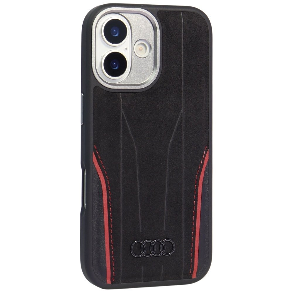 iPhone 17 dėklas Audi R8 Genuine Leather, MagSafe – juodai raudonas 1 iPhone 17 dėklas Audi R8 Genuine Leather, MagSafe – juodai raudonas 1