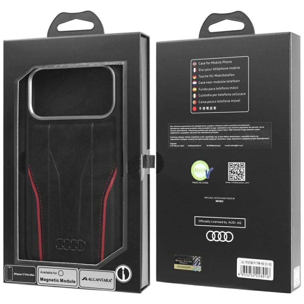 iPhone 17 Pro Max dėklas Audi R8 Genuine Leather, MagSafe – juodas ir raudonas 9 iPhone 17 Pro Max dėklas Audi R8 Genuine Leather, MagSafe – juodas ir raudonas 9