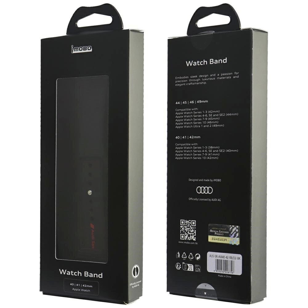 Apple Watch 40 / 41 / 42 mm Audi Sport Red Logo silikoninis dirželis – juodas 3 Apple Watch 40 / 41 / 42 mm Audi Sport Red Logo silikoninis dirželis – juodas 3