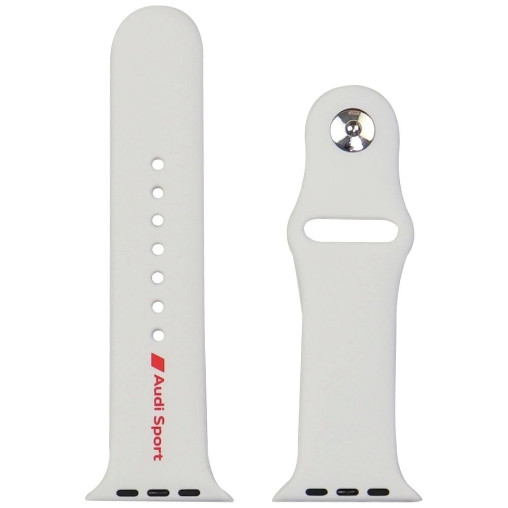 Apple Watch 44 / 45 / 46 / 49 mm Audi Sport Red Logo silikoninis dirželis – baltas 2 Apple Watch 44 / 45 / 46 / 49 mm Audi Sport Red Logo silikoninis dirželis – baltas 2