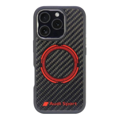 Audi Anglies pluošto Sport Raudonas Circle MagSafe Dėklas skirtas iPhone 16 Pro 6.3&quot; - Juodas