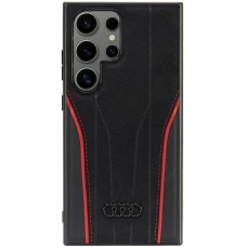 Samsung Galaxy S24 Ultra Audi Genuine Leather MagSafe dėklas - juoda-raudona AU-TPUPCS24U-R8/D3-RD