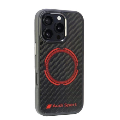 Audi Anglies pluošto Sport Raudonas Circle MagSafe Dėklas skirtas iPhone 16 Pro 6.3&quot; - Juodas 1