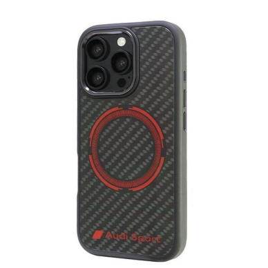 Audi Anglies pluošto Sport Raudonas Circle MagSafe Dėklas skirtas iPhone 16 Pro 6.3&quot; - Juodas 2