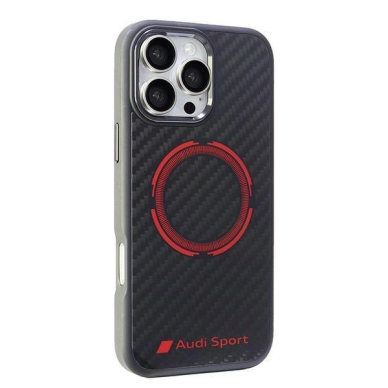 Audi Anglies pluošto Sport Raudonas Circle MagSafe Dėklas skirtas iPhone 16 Pro Max 6.9&quot; - Juodas 1