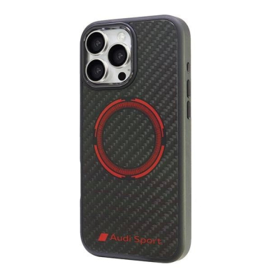 Audi Anglies pluošto Sport Raudonas Circle MagSafe Dėklas skirtas iPhone 16 Pro Max 6.9&quot; - Juodas 2