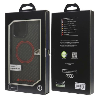 Audi Anglies pluošto Sport Raudonas Circle MagSafe Dėklas skirtas iPhone 16 Pro Max 6.9&quot; - Juodas 6