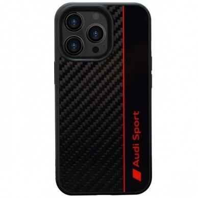 Dėklas Audi Carbon Fiber Stripe iPhone 13 Pro Max Juodas AUS-TPUPCIP13PM-R8/D1-BK Dėklas Audi Carbon Fiber Stripe iPhone 13 Pro Max Juodas AUS-TPUPCIP13PM-R8/D1-BK