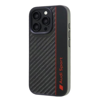 Audi Anglies pluošto Stripe iPhone 16 Pro 6.3&quot; Juodas/Juodas hardcase AUS-TPUPCIP16P-R8/D1-BK 2
