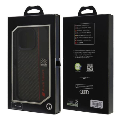 Audi Anglies pluošto Stripe iPhone 16 Pro 6.3&quot; Juodas/Juodas hardcase AUS-TPUPCIP16P-R8/D1-BK 6