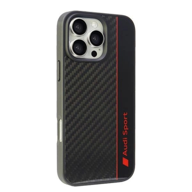 Audi Anglies pluošto Stripe iPhone 16 Pro Max 6.9&quot; Juodas hardcase AUS-TPUPCIP16PM-R8/D1-BK 1