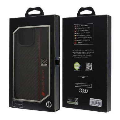 Audi Anglies pluošto Stripe iPhone 16 Pro Max 6.9&quot; Juodas hardcase AUS-TPUPCIP16PM-R8/D1-BK 6