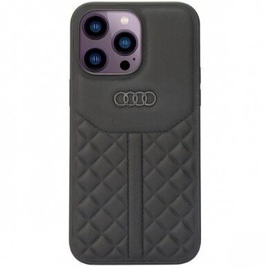 Dėklas Audi Genuine Leather iPhone 14 Pro Max - Juodas AU-TPUPCIP14PM-Q8/D1-BK 1