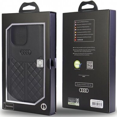 Dėklas Audi Genuine Leather iPhone 14 Pro Max - Juodas AU-TPUPCIP14PM-Q8/D1-BK 6
