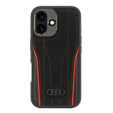 Audi Genuine Odinis MagSafe iPhone 16 6.1&quot; Juodas-Raudonas hardcase AU-TPUPCMIP16-R8/D3-RD