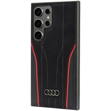 Samsung Galaxy S24 Ultra Audi Genuine Leather MagSafe dėklas - juoda-raudona AU-TPUPCS24U-R8/D3-RD 1